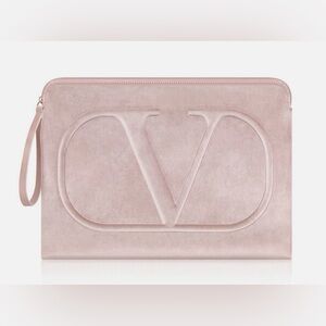 Valentino Beauty Nude Blush Velvet Laptop Pouch Wrist Bag Clutch